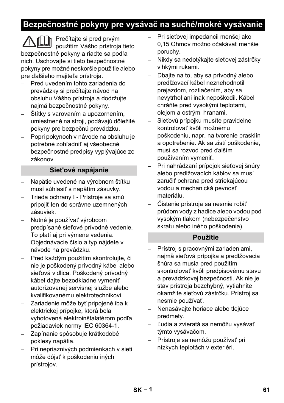 Slovenčina, Български, Slovenina | Vetter Mini Permanent Aspirator MPA 2.0 MWF(EU) Safety User Manual | Page 61 / 96