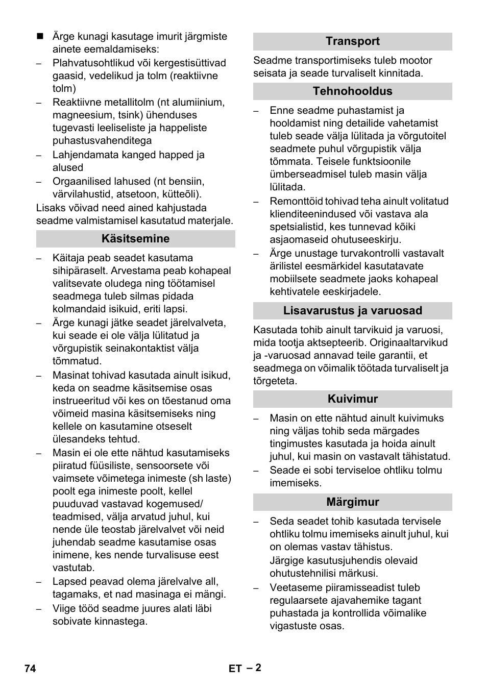 Vetter Mini Permanent Aspirator MPA 2.0 MWF(EU) Safety User Manual | Page 74 / 96