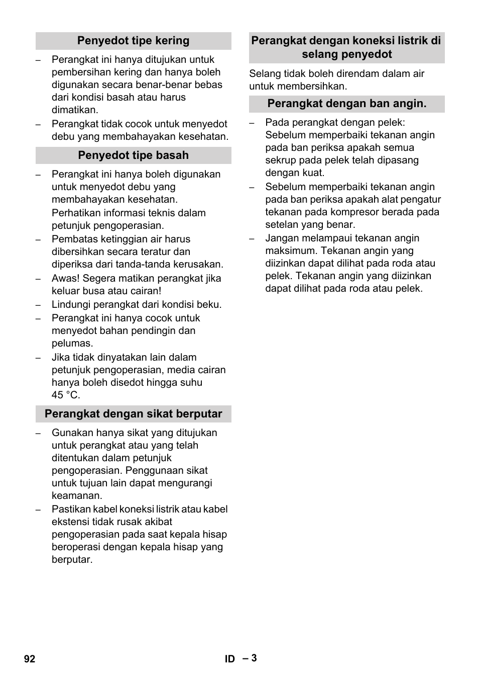 Vetter Mini Permanent Aspirator MPA 2.0 MWF(EU) Safety User Manual | Page 92 / 96