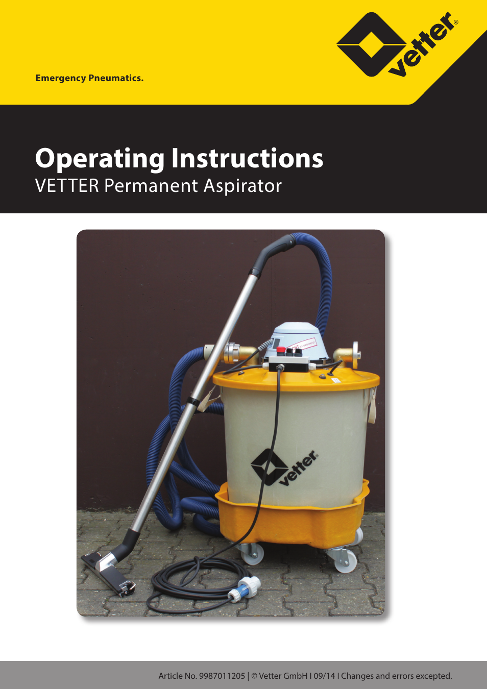 Vetter Permanent aspirator User Manual | 35 pages