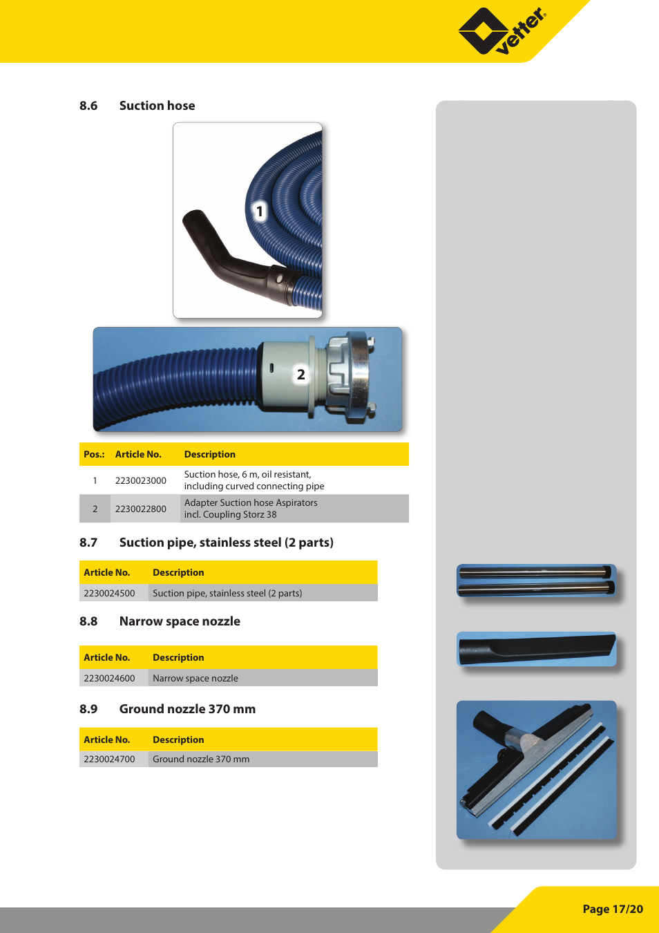 Vetter Permanent aspirator User Manual | Page 17 / 35