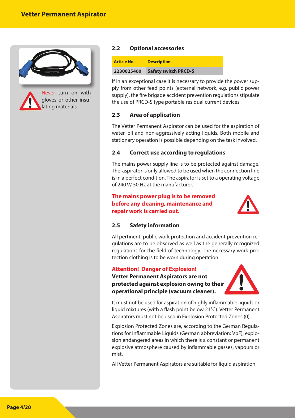 Vetter permanent aspirator | Vetter Permanent aspirator User Manual | Page 4 / 35