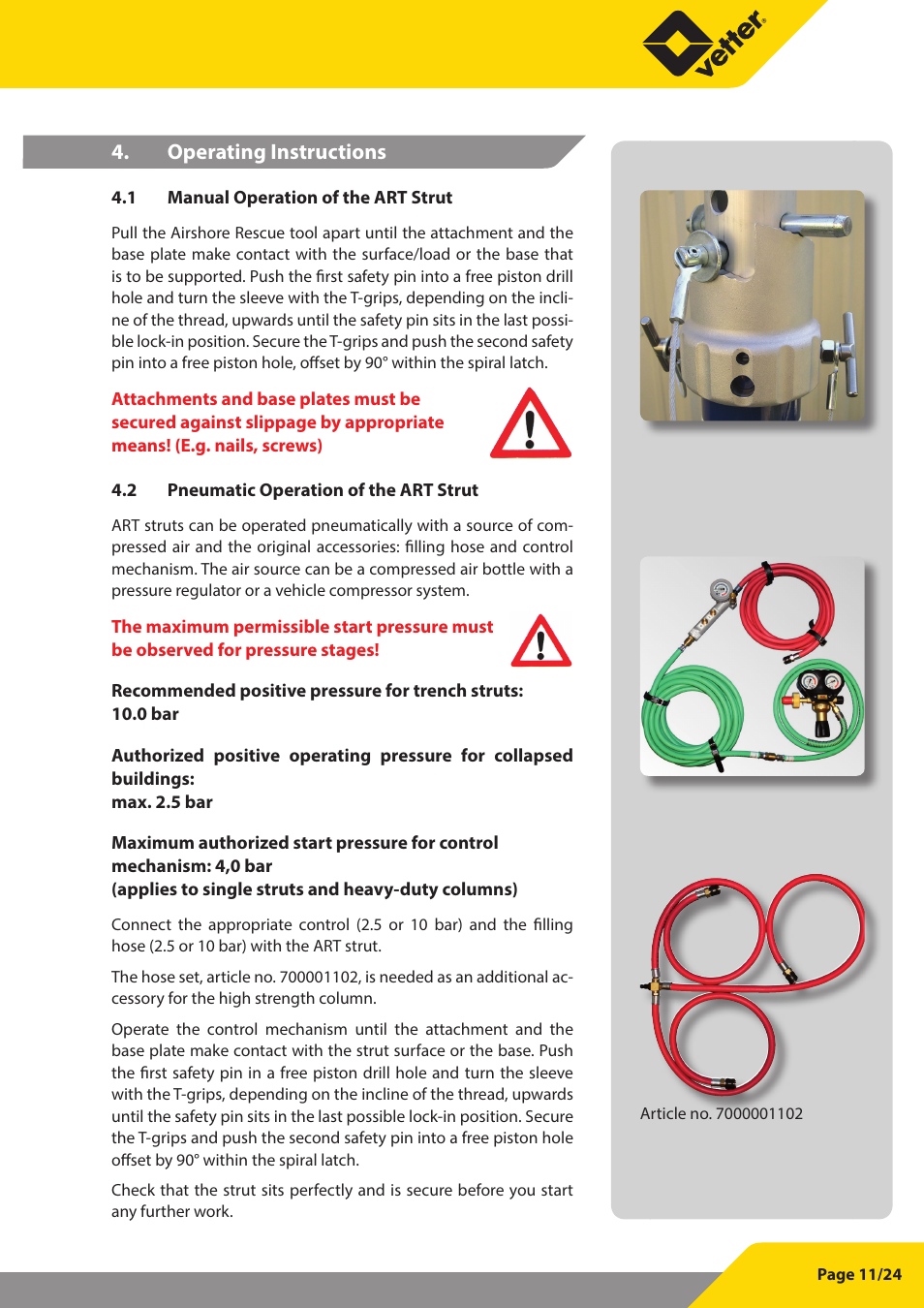 Vetter Struts and Accessories User Manual | Page 11 / 24