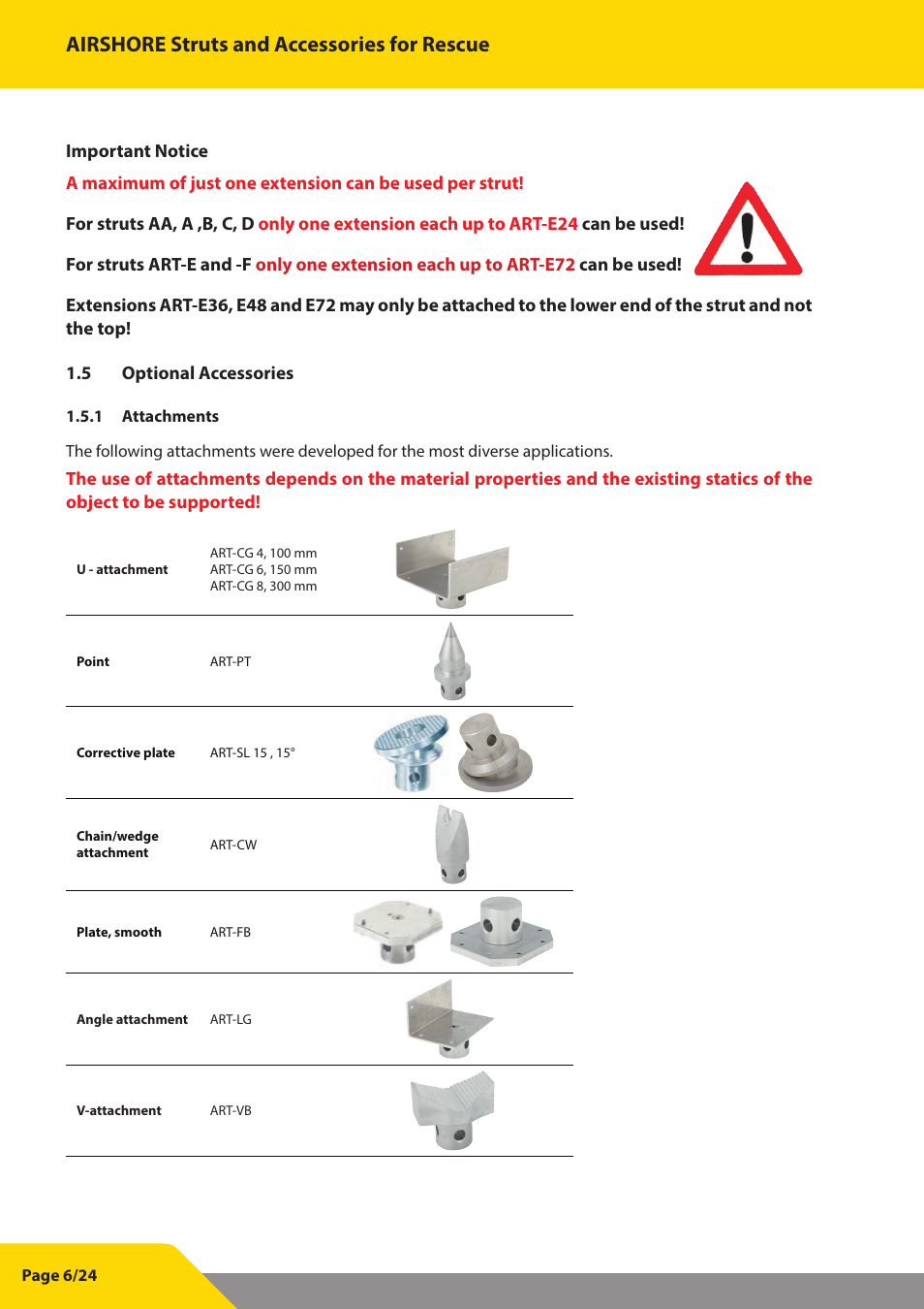 Airshore struts and accessories for rescue | Vetter Struts and Accessories User Manual | Page 6 / 24