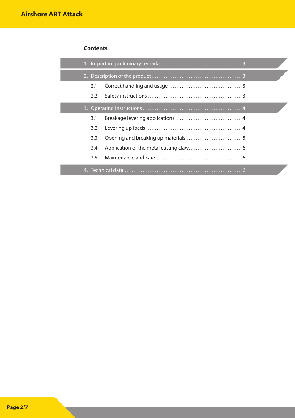 Airshore art attack | Vetter ART Attack User Manual | Page 2 / 7