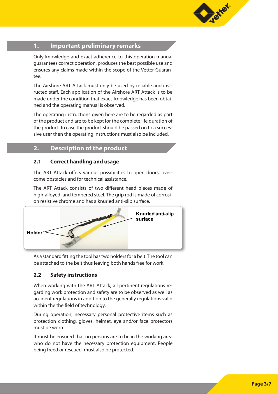 Vetter ART Attack User Manual | Page 3 / 7
