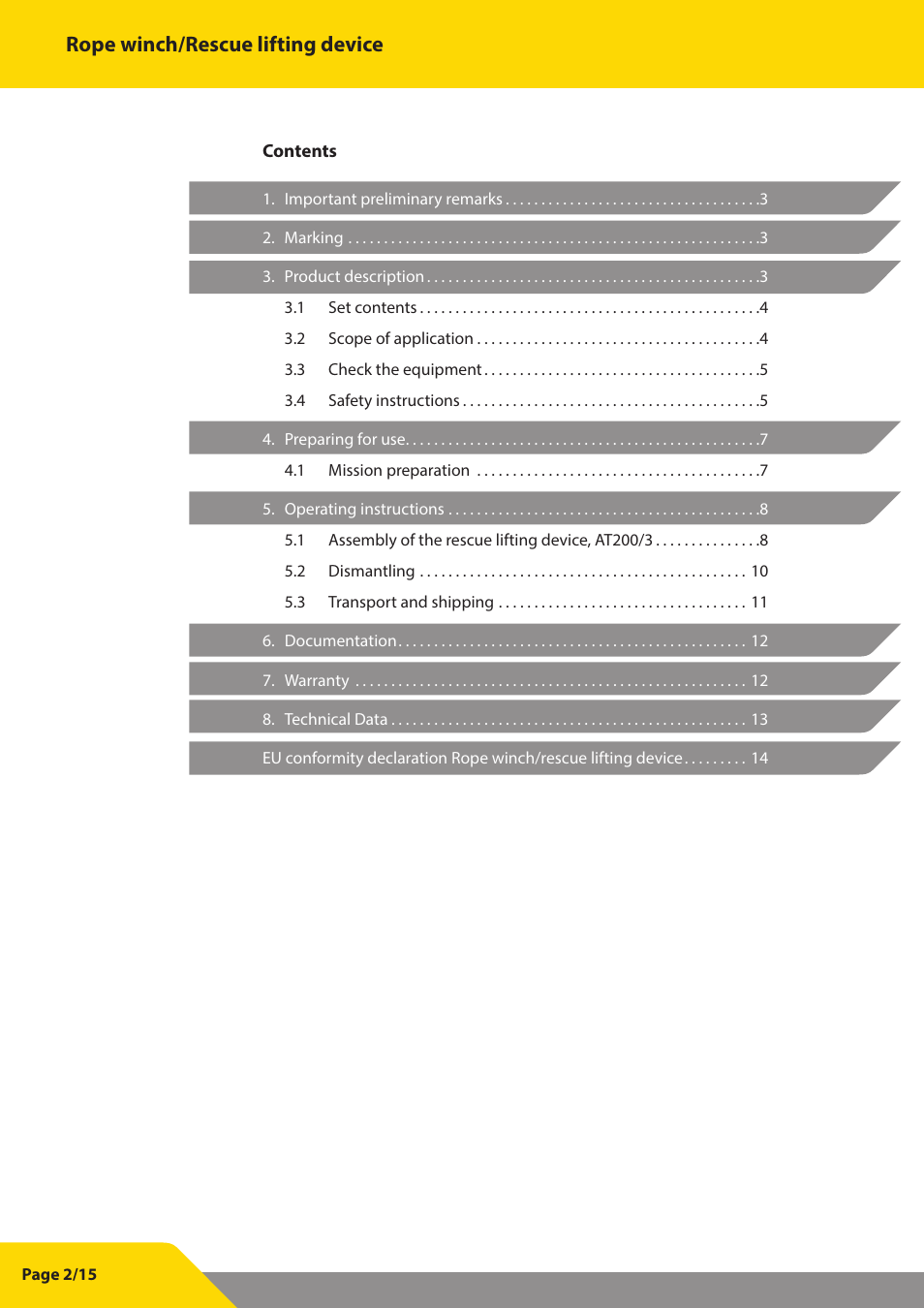 Rope winch/rescue lifting device | Vetter Litepod ART-LP User Manual | Page 16 / 29