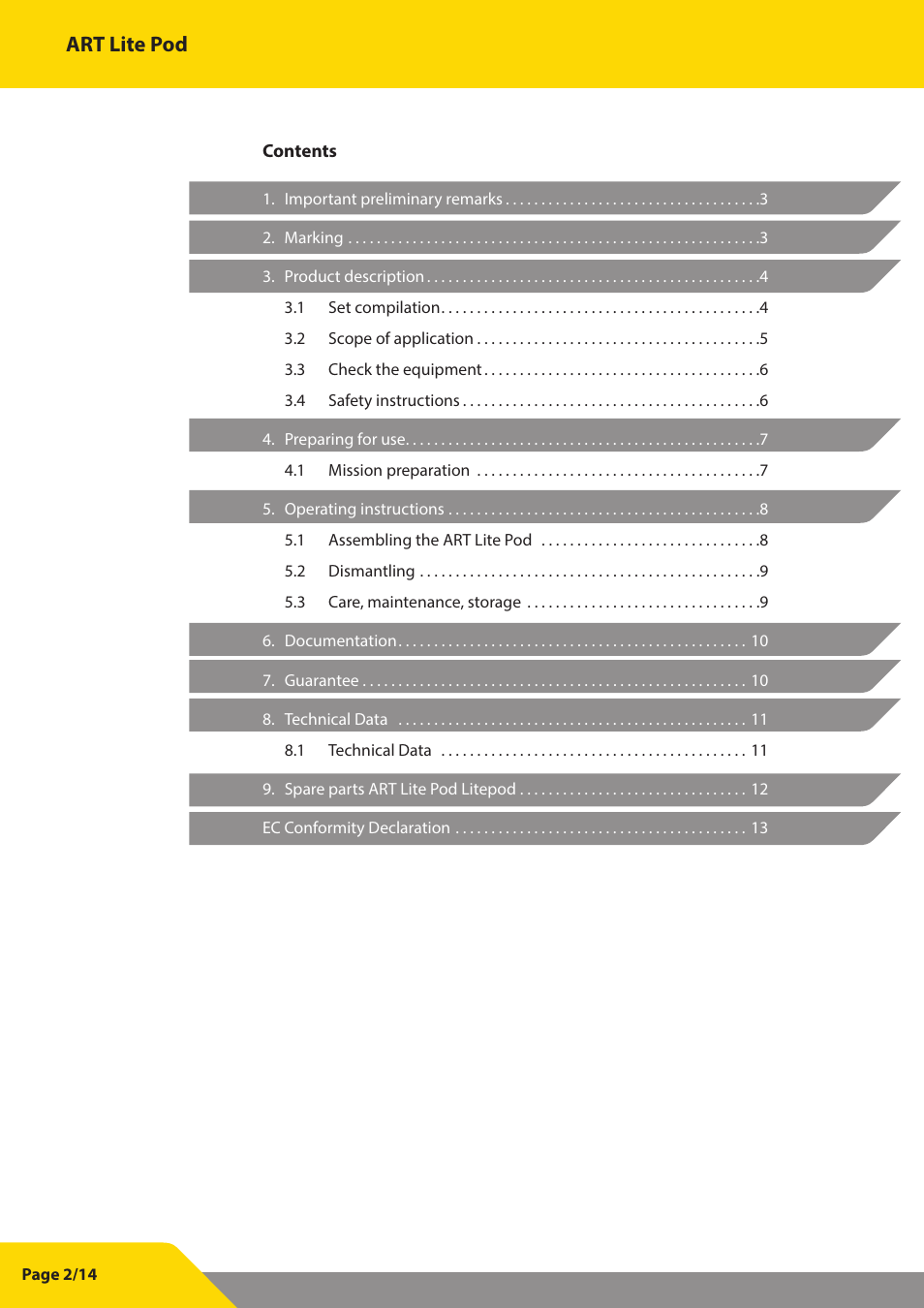 Art lite pod | Vetter Litepod ART-LP User Manual | Page 2 / 29