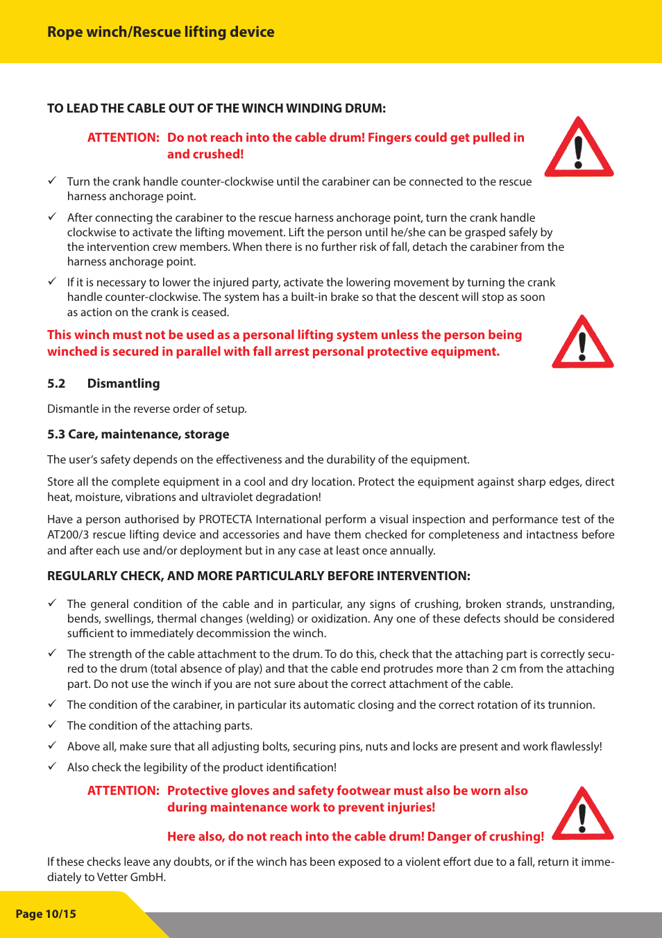 Rope winch/rescue lifting device | Vetter Litepod ART-LP User Manual | Page 24 / 29