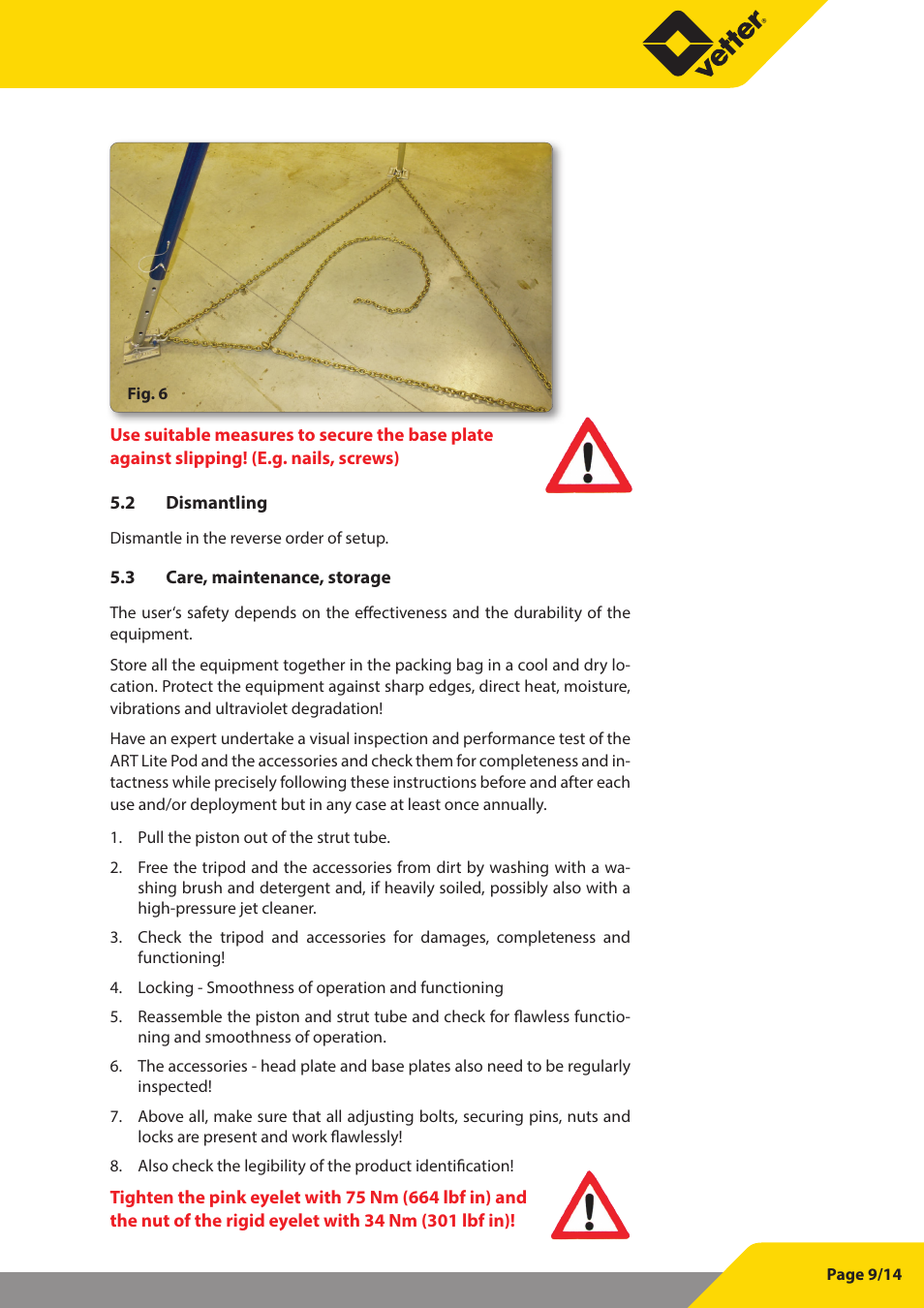 Vetter Litepod ART-LP User Manual | Page 9 / 29