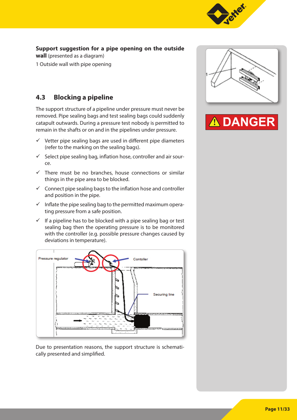 3 blocking a pipeline | Vetter Pipe and Test Sealing Bags User Manual | Page 11 / 33