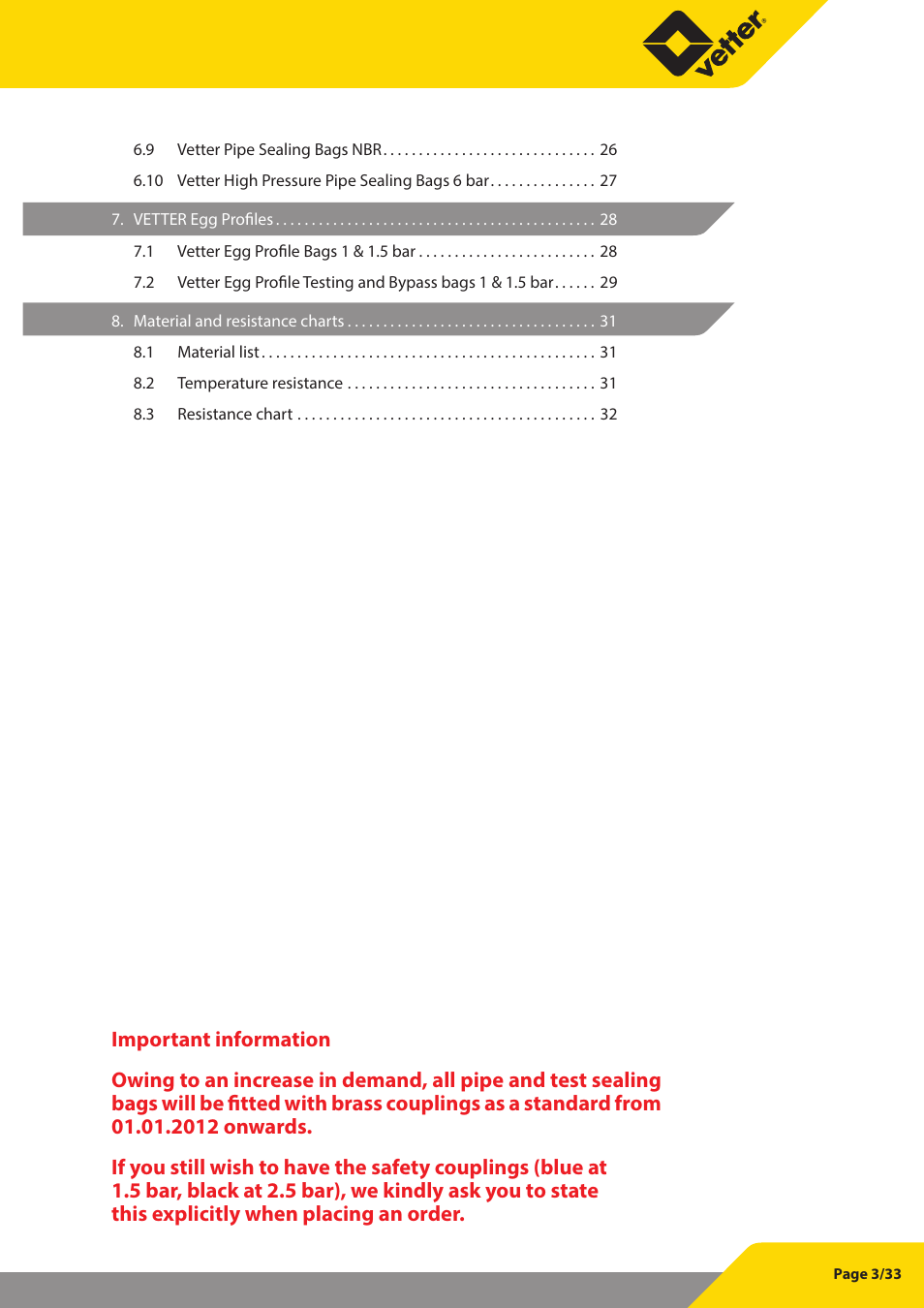 Vetter Pipe and Test Sealing Bags User Manual | Page 3 / 33