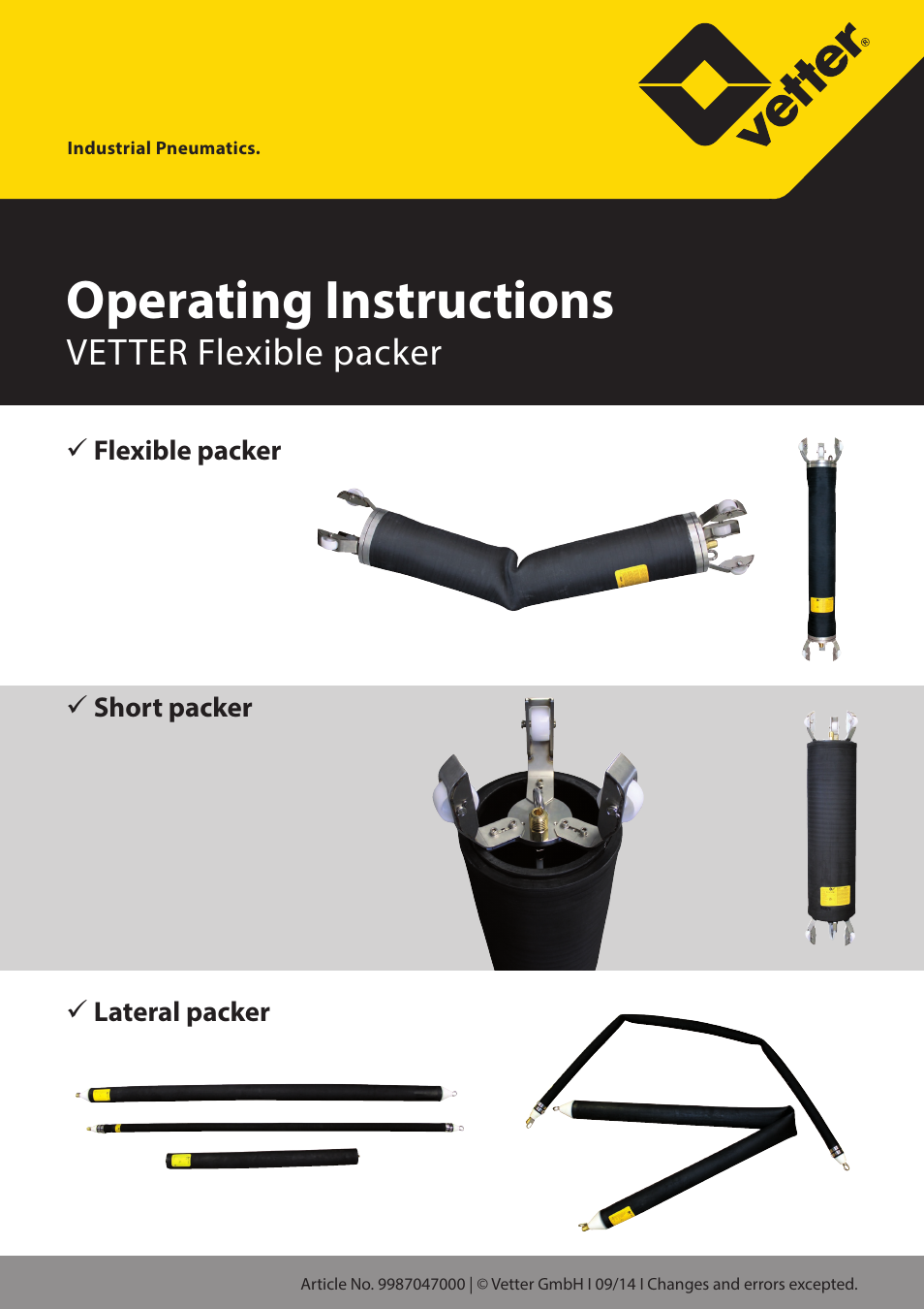 Vetter Flexible packers User Manual | 15 pages