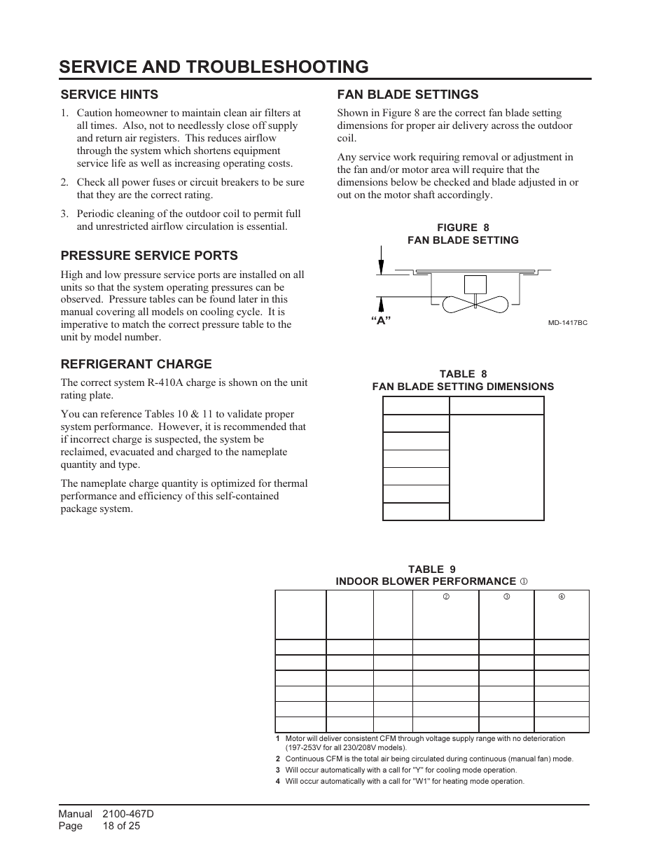 Service and troubleshooting | Bard Single Package air Conditioners PA13241-A User Manual | Page 18 / 25