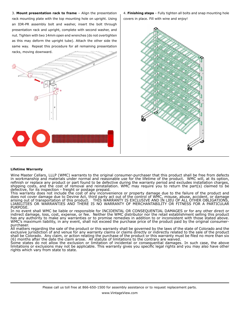 Vintage Cellars VintageView 4' Half Island Display Rack Assembly Instructions User Manual | Page 2 / 2