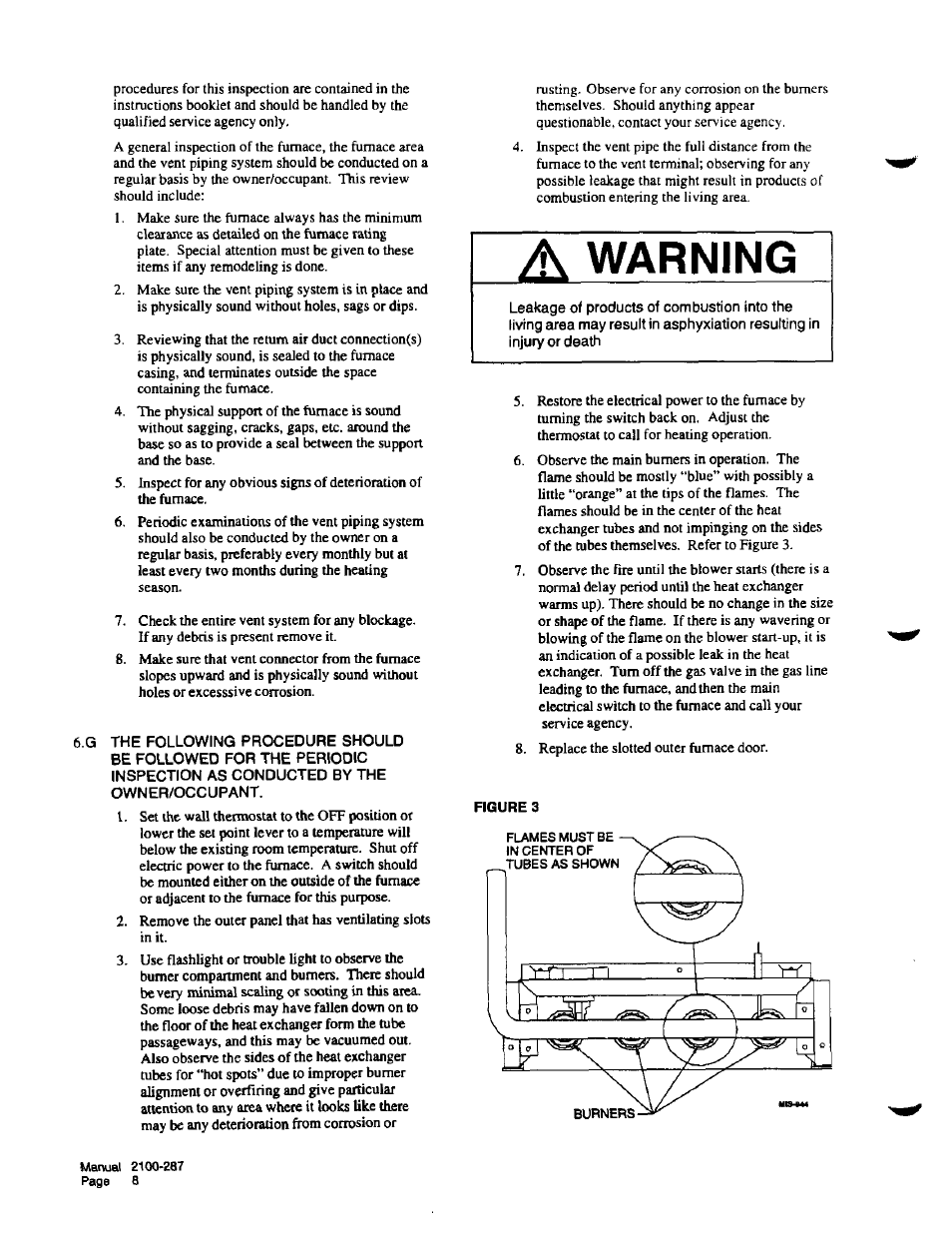 Warning | Bard Furnace 2100-287 User Manual | Page 10 / 10