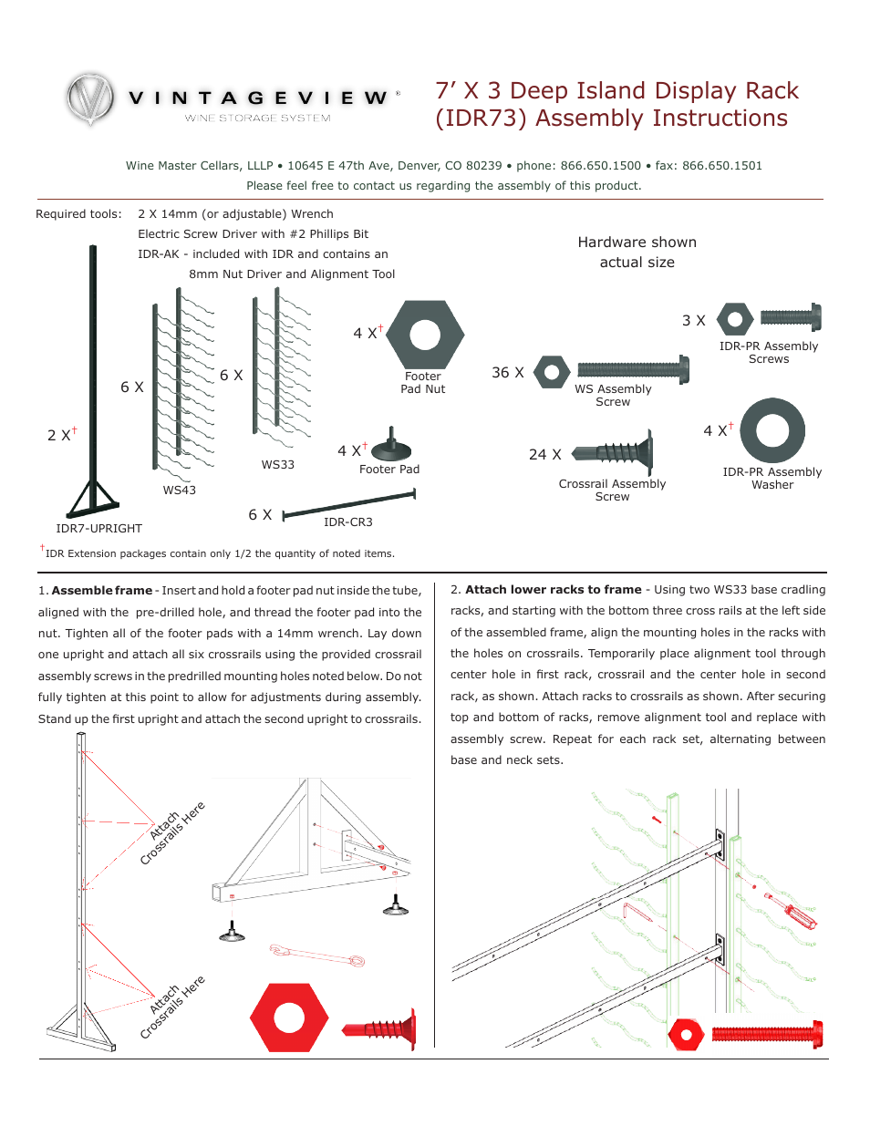 VintageView IDR73 - 7 Island Display DLX Package User Manual | 2 pages