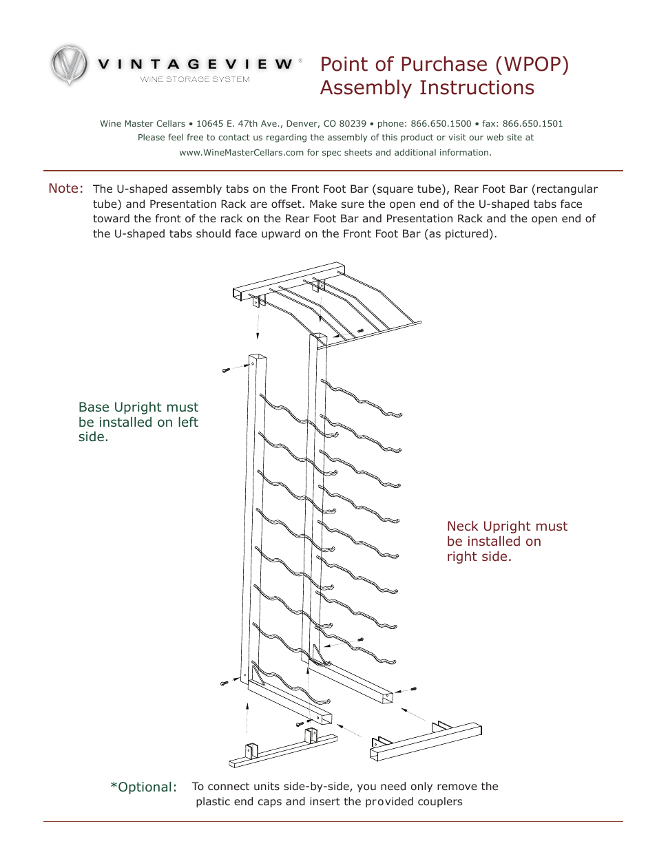 VintageView WPOP - Point of Purchase Display Rack User Manual | 1 page