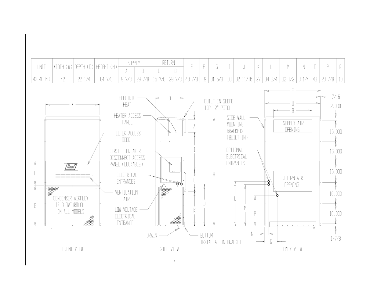 Bard WALL MOUNTED PACKAGE HEAT PUMPS WH602 User Manual | Page 5 / 23