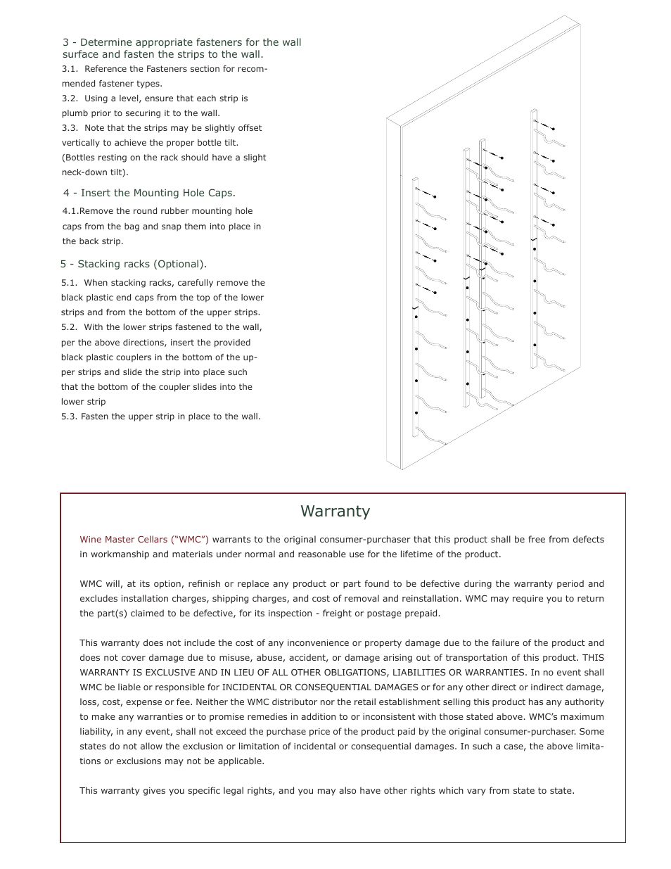 Warranty | VintageView WSBIG1 - Big Bottle Rack User Manual | Page 2 / 2