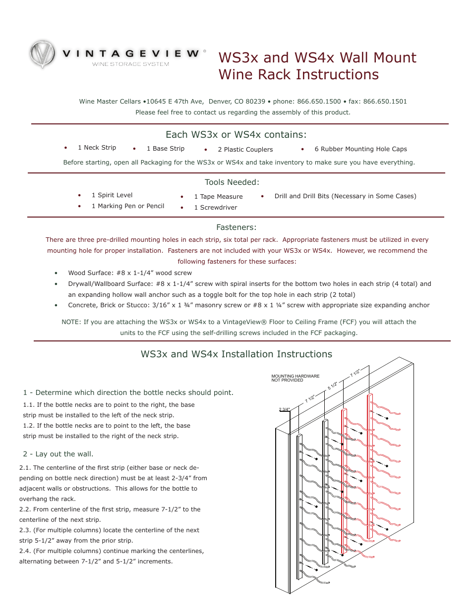 VintageView WS33 - 3 27 Bottle Rack User Manual | 2 pages