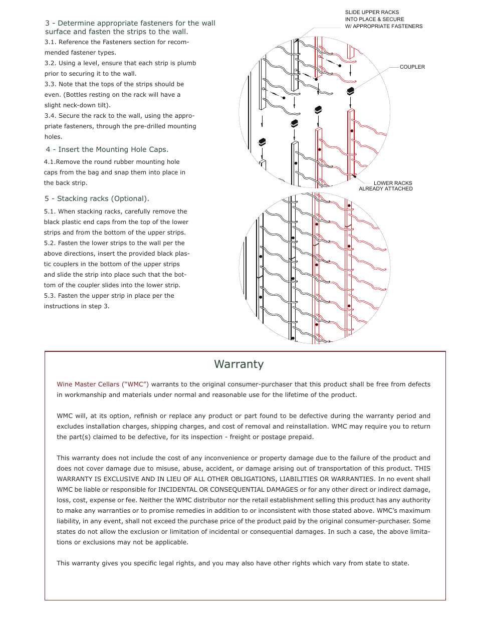 Warranty | VintageView WS33 - 3 27 Bottle Rack User Manual | Page 2 / 2