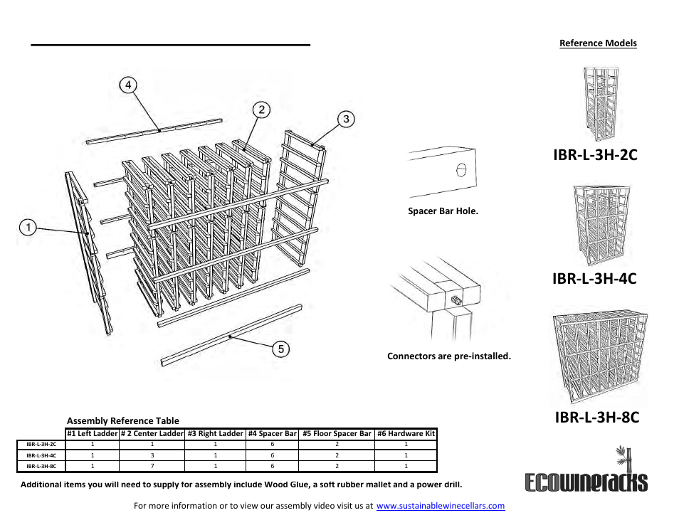 Vintage Cellars IBR-L-3H-2C EcoWineracks User Manual | 2 pages