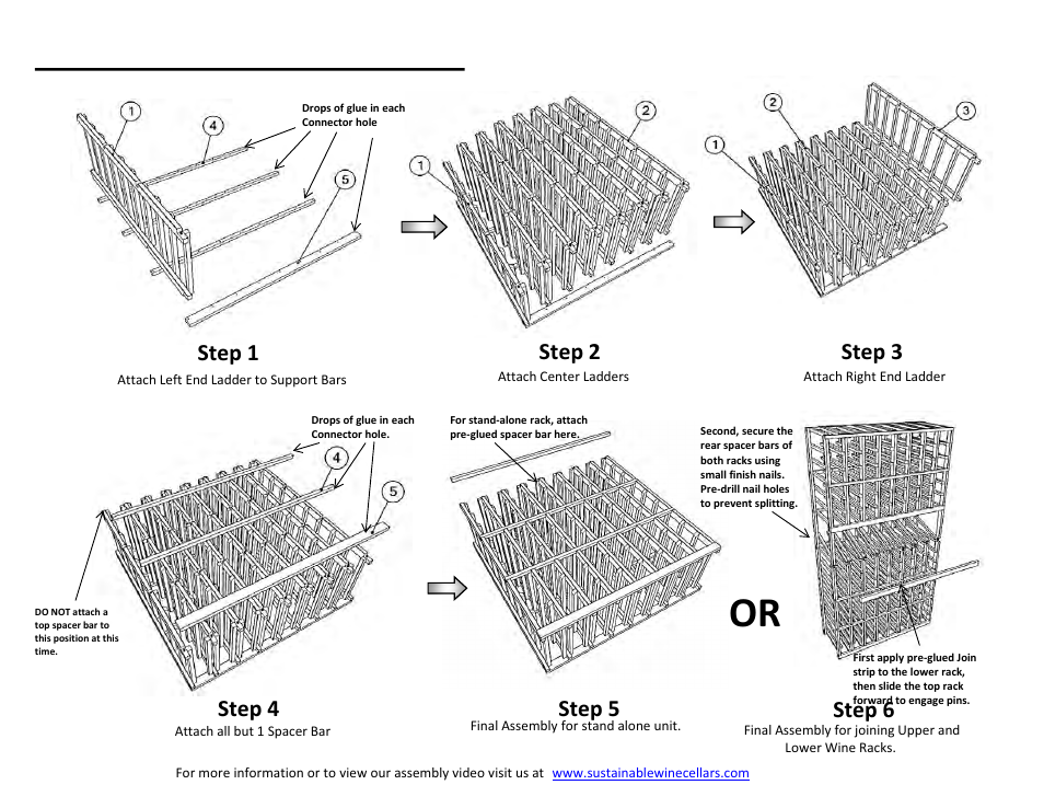 Ibr-l assembly instructions 04-07-14-2, Sheet2 (2), Lower individual bottle rack | Step 1, Step 2, Step 3 step 4 step 5 step 6 | Vintage Cellars IBR-L-3H-2C EcoWineracks User Manual | Page 2 / 2
