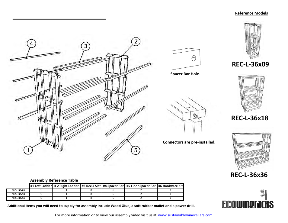 Vintage Cellars REC-L-36x36 EcoWineracks User Manual | 2 pages