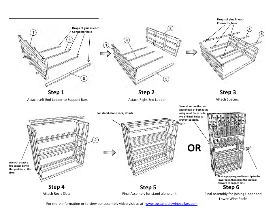 Rec-l assembly instructions 04-07-14-2, Sheet2 (2), Lower rectangular bin | Step 1, Step 2, Step 3, Step 4, Step 5, Step 6 | Vintage Cellars REC-L-36x36 EcoWineracks User Manual | Page 2 / 2