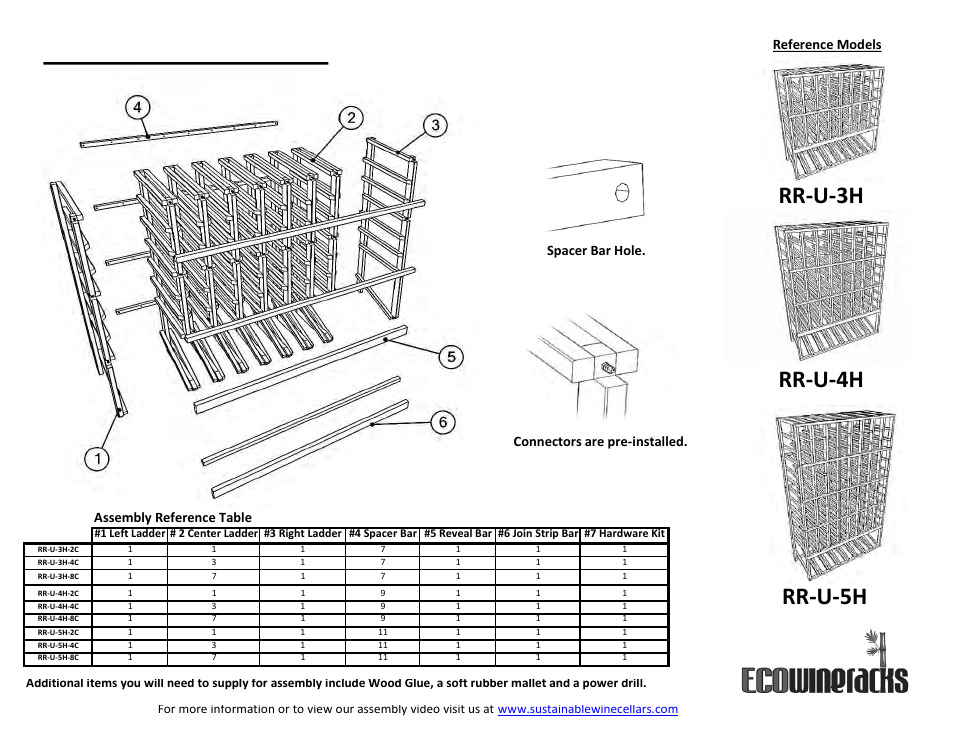 Vintage Cellars RR-U-5H-8C EcoWineracks User Manual | 2 pages