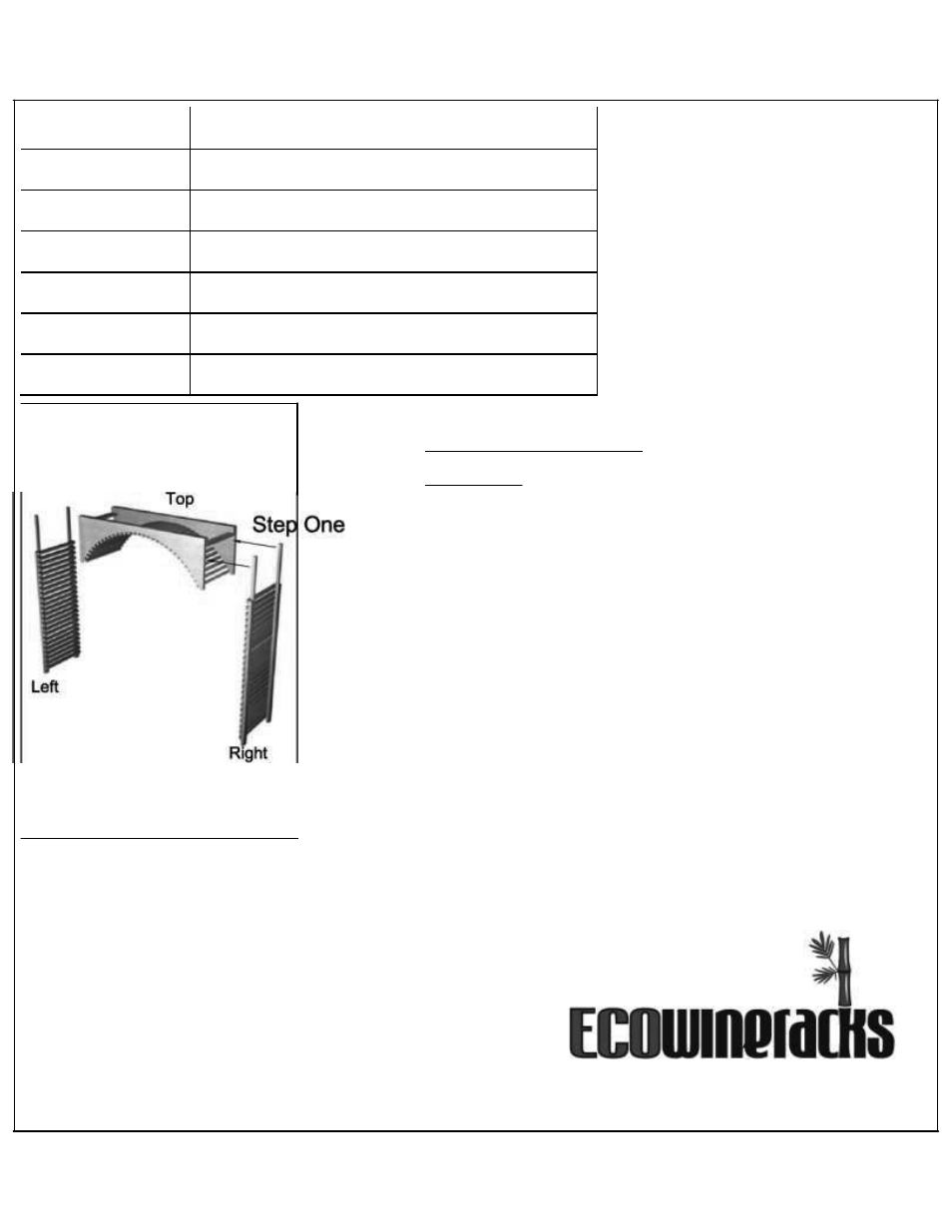 Vintage Cellars ARCHLAT-U-48x36 EcoWineracks User Manual | 2 pages
