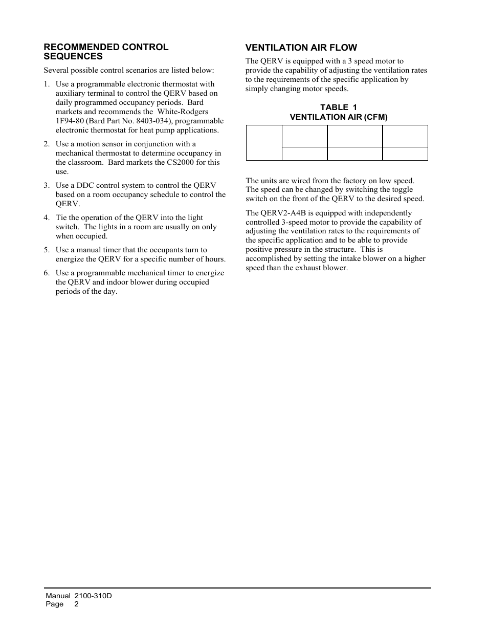 Bard QERV-A4B User Manual | Page 4 / 9