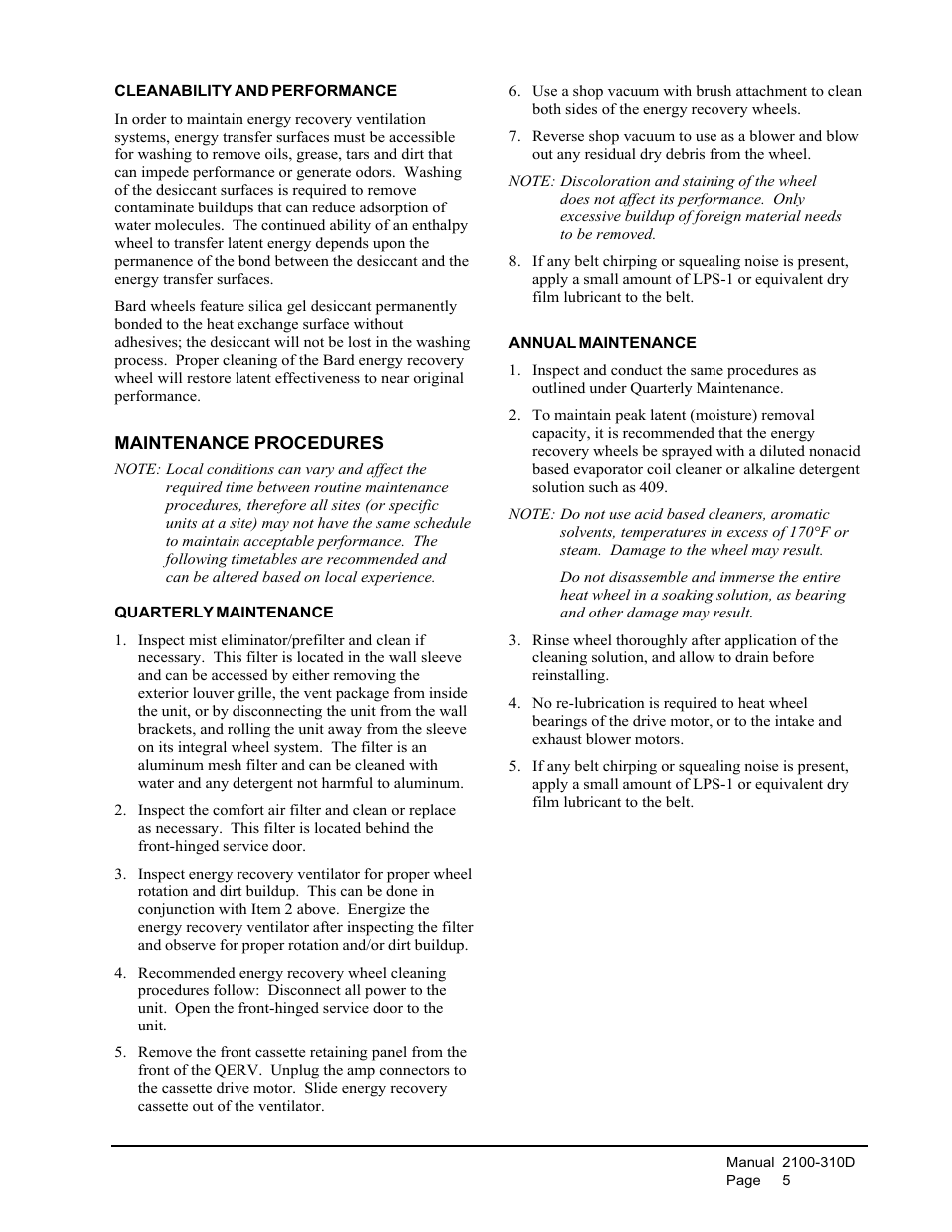 Bard QERV-A4B User Manual | Page 7 / 9
