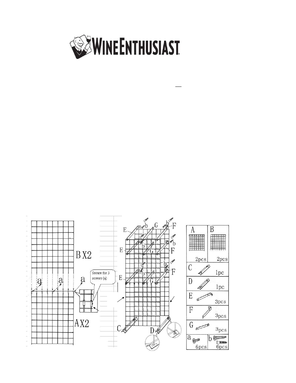 Vintage Cellars 144 Bottle Black Tie Grid User Manual | 1 page