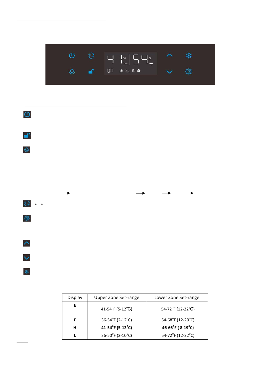 Operating your wine cellar, A) control panel and temperature setting | Vintage Cellars N'FINITY PRO HDX 46 Dual Zone Wine Cellar User Manual | Page 6 / 12