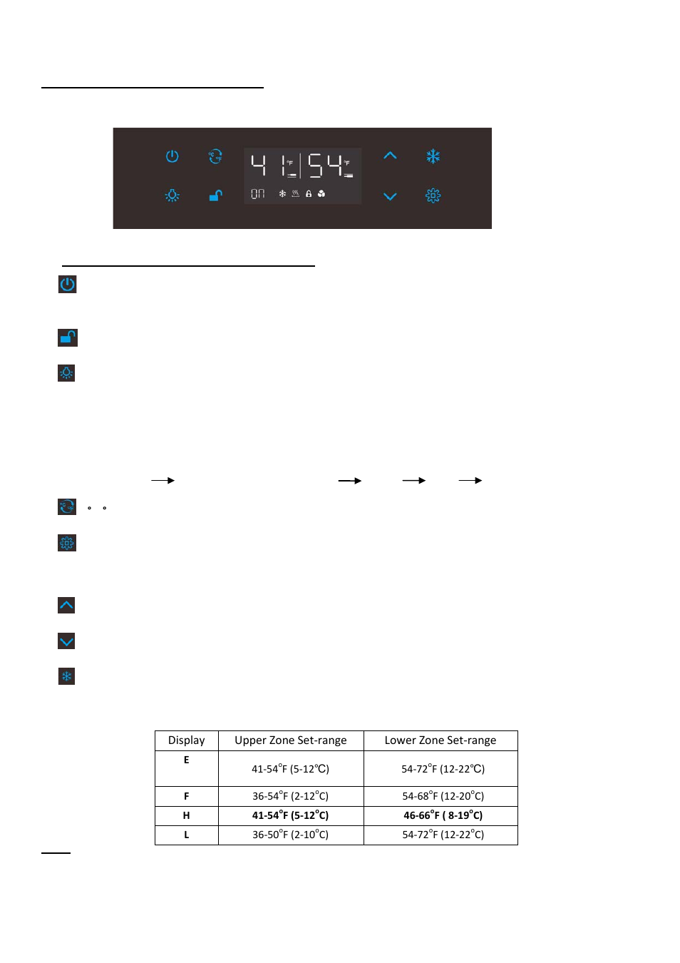 Operating your wine cellar, A) control panel and temperature setting | Vintage Cellars N'FINITY PRO HDX 187 Dual Zone Wine Cellar User Manual | Page 6 / 12