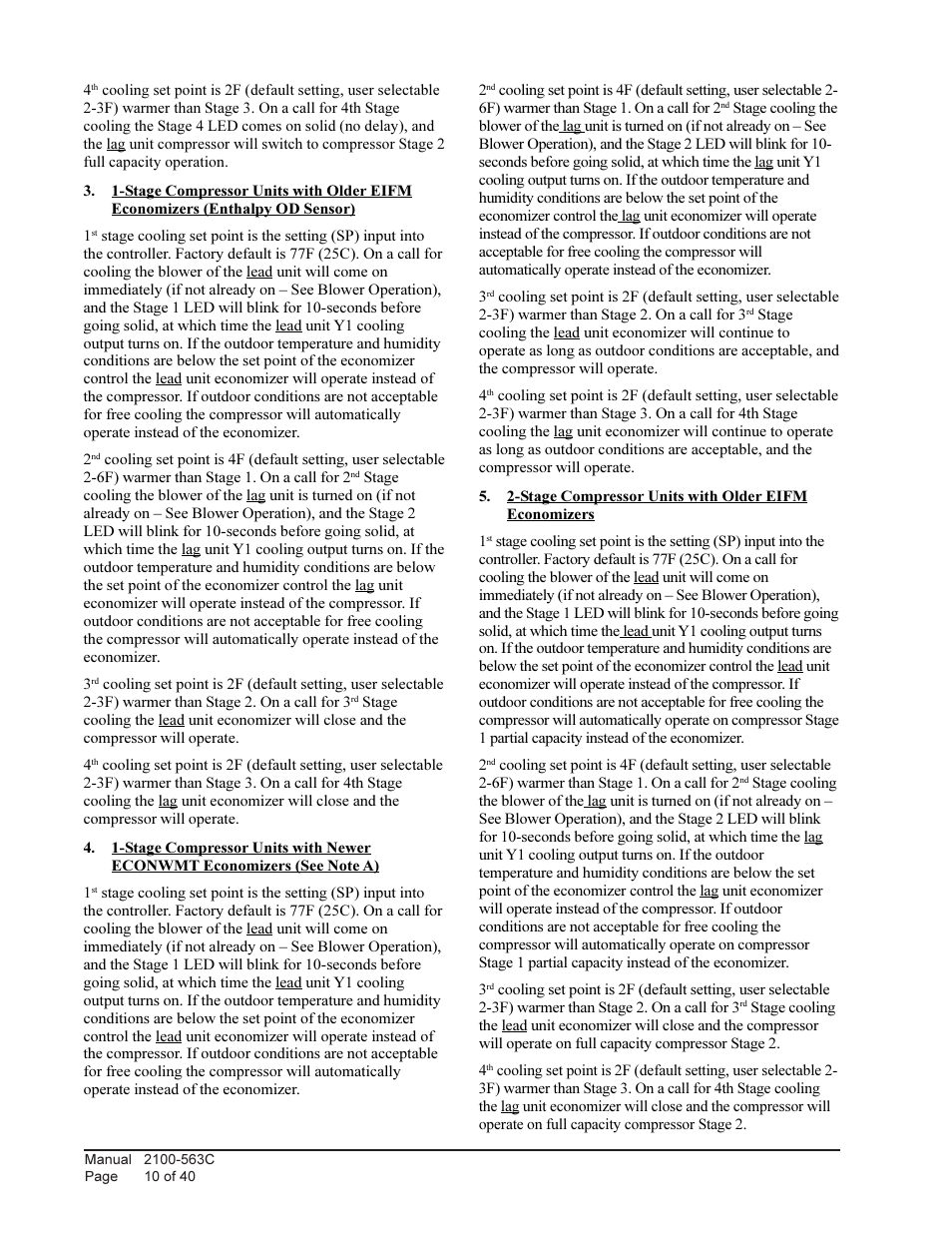 Bard Solid State Dual Unit Lead/Lag Controller MC4000 User Manual | Page 10 / 40