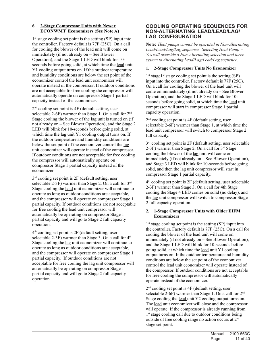 Bard Solid State Dual Unit Lead/Lag Controller MC4000 User Manual | Page 11 / 40