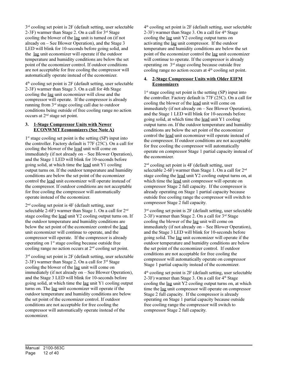 Bard Solid State Dual Unit Lead/Lag Controller MC4000 User Manual | Page 12 / 40