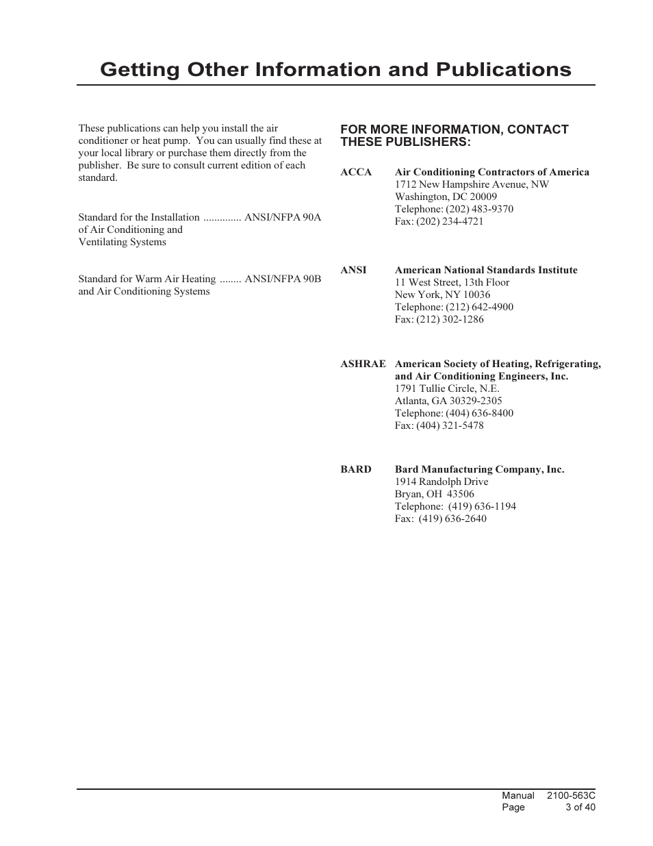 Getting other information and publications | Bard Solid State Dual Unit Lead/Lag Controller MC4000 User Manual | Page 3 / 40