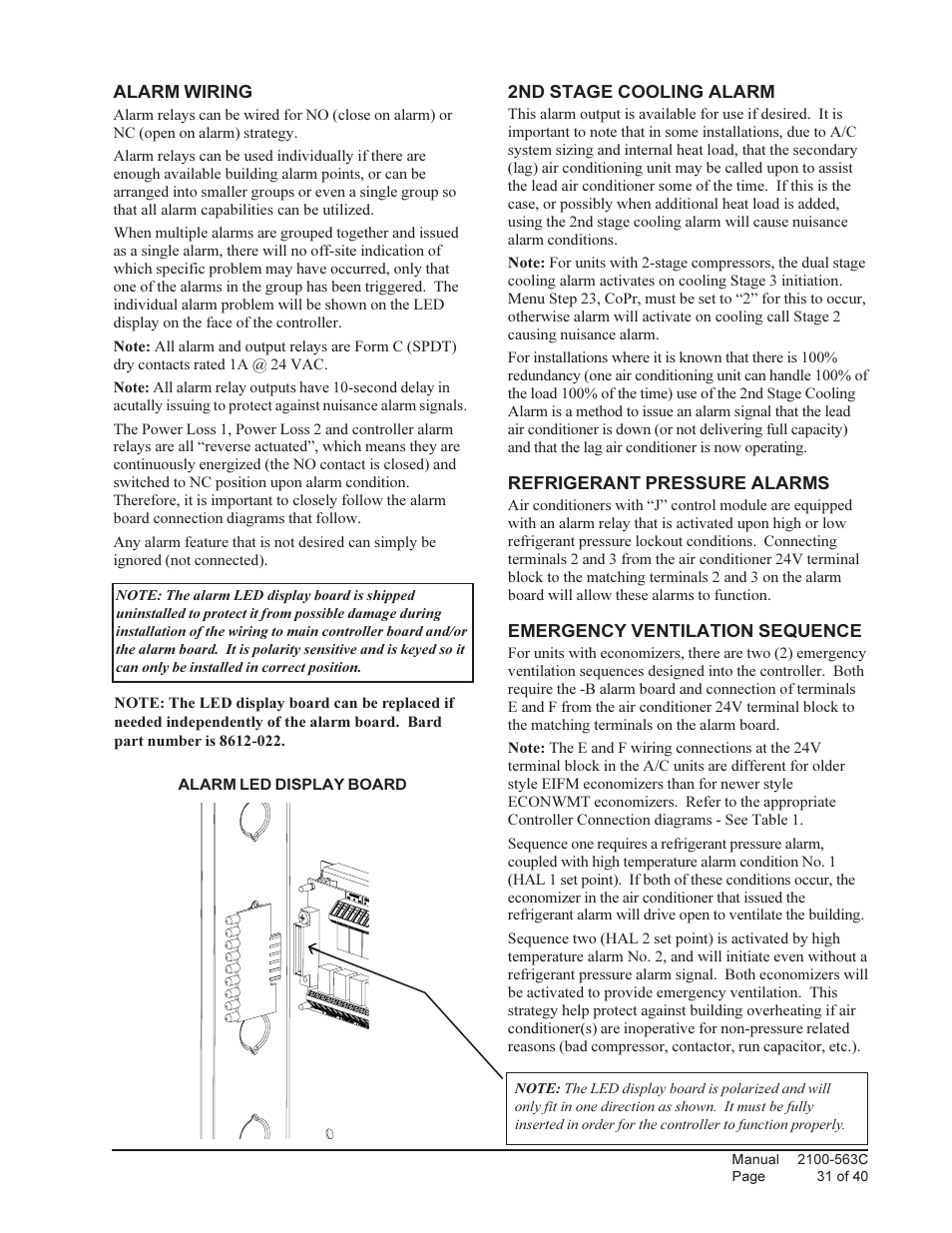 Bard Solid State Dual Unit Lead/Lag Controller MC4000 User Manual | Page 31 / 40