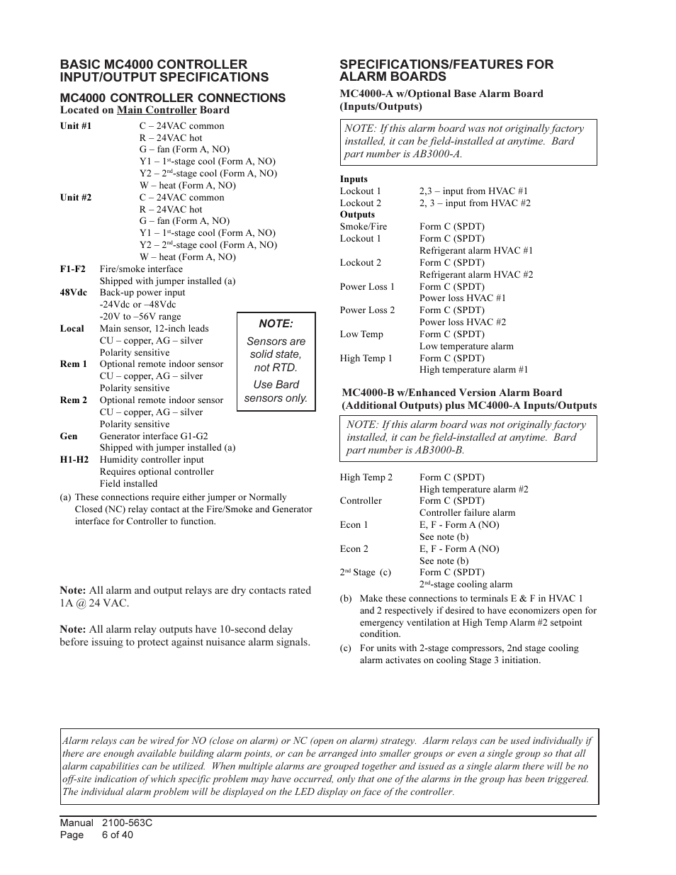 Bard Solid State Dual Unit Lead/Lag Controller MC4000 User Manual | Page 6 / 40
