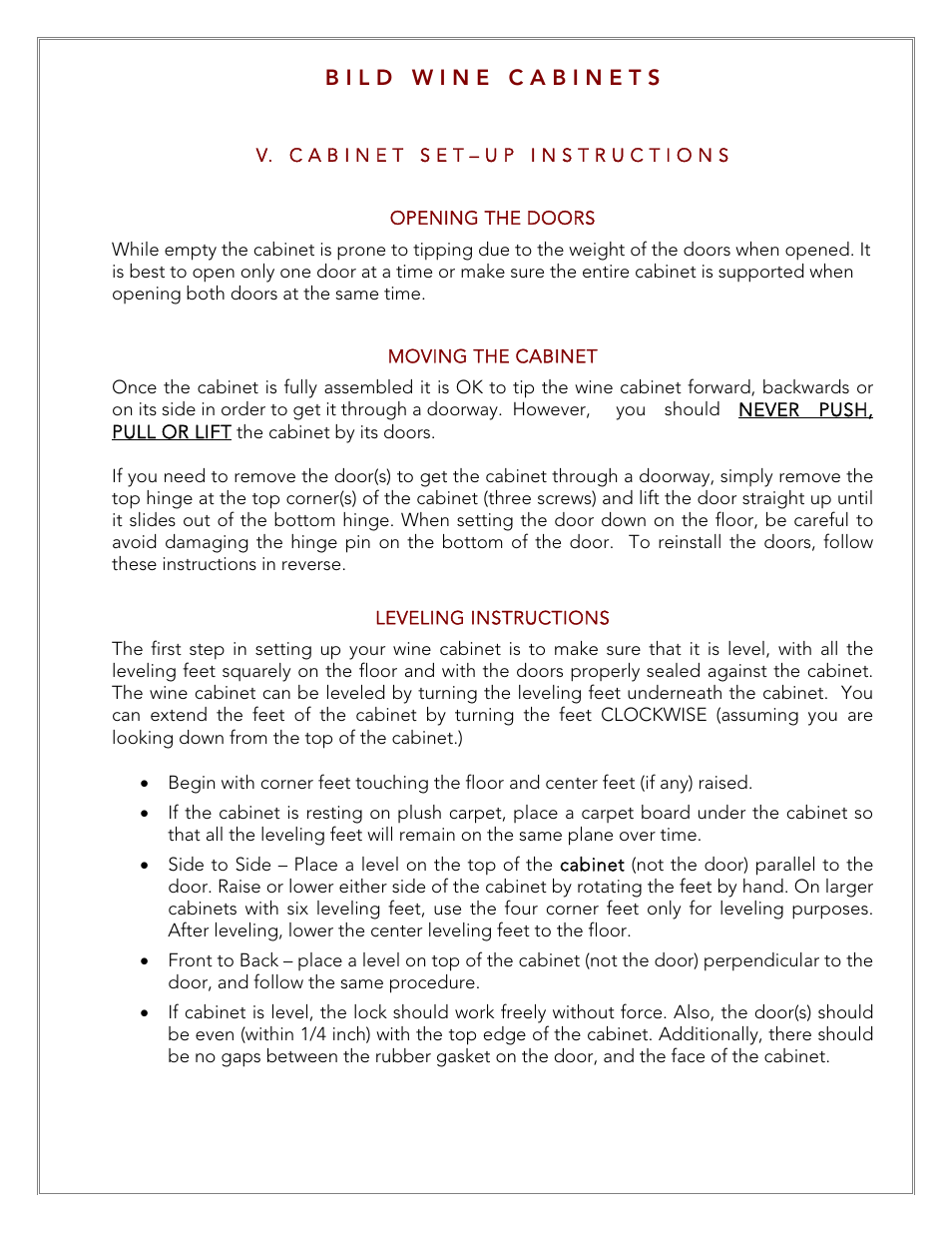 Vintage Cellars LECBILD1800 User Manual | Page 15 / 31