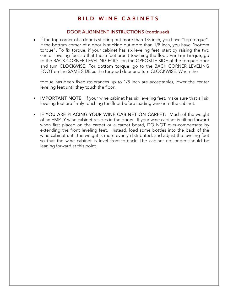 Vintage Cellars LECBILD1800 User Manual | Page 17 / 31