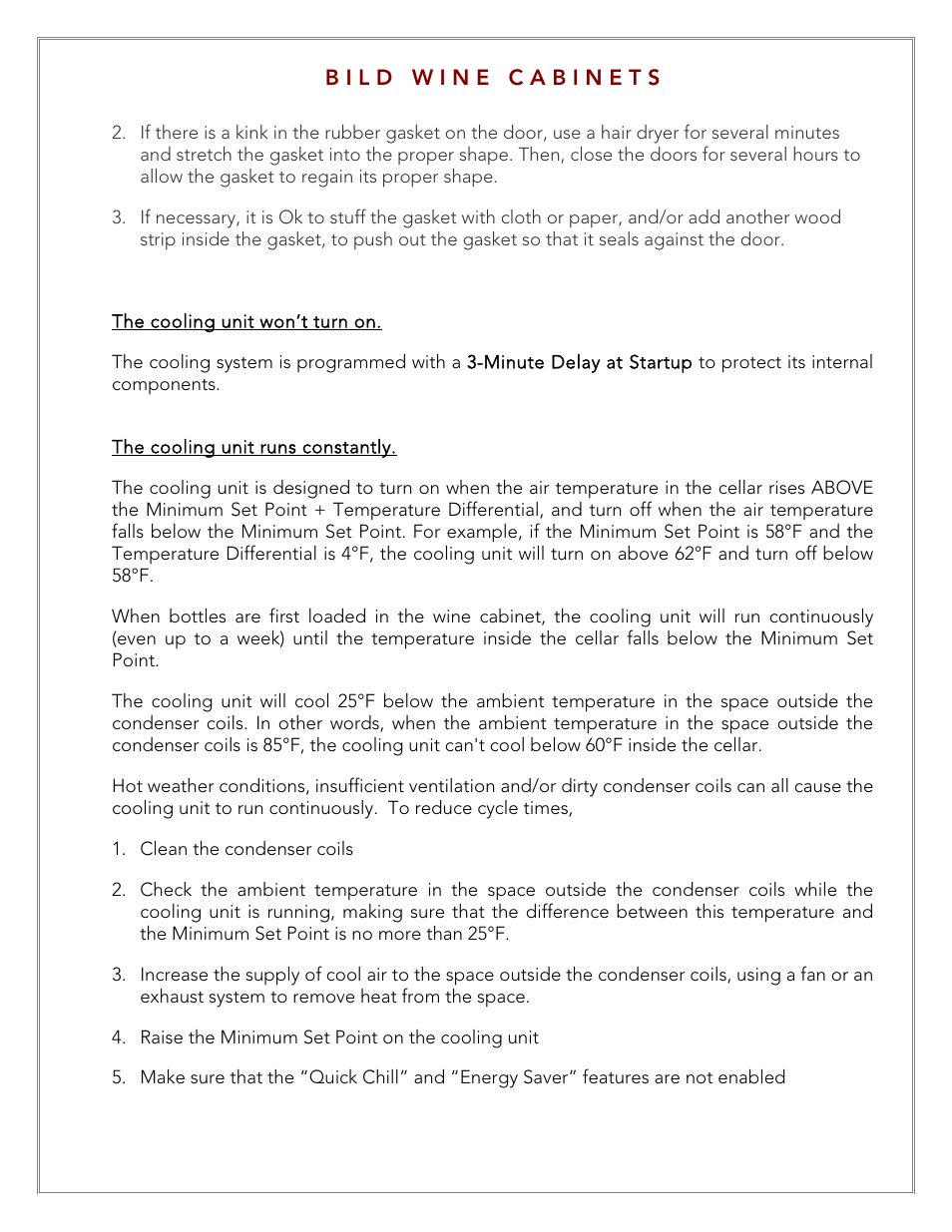 Vintage Cellars LECBILD1800 User Manual | Page 28 / 31