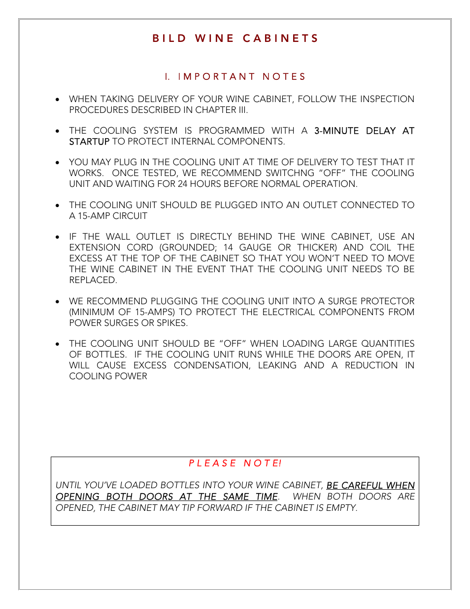 Vintage Cellars LECBILD1800 User Manual | Page 3 / 31