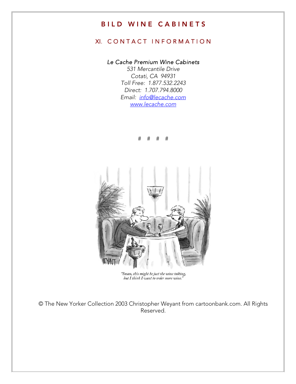 Vintage Cellars LECBILD1800 User Manual | Page 31 / 31