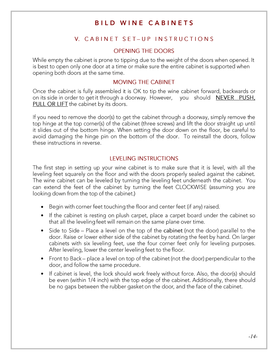 Vintage Cellars LECBILDDARK3000 User Manual | Page 14 / 30