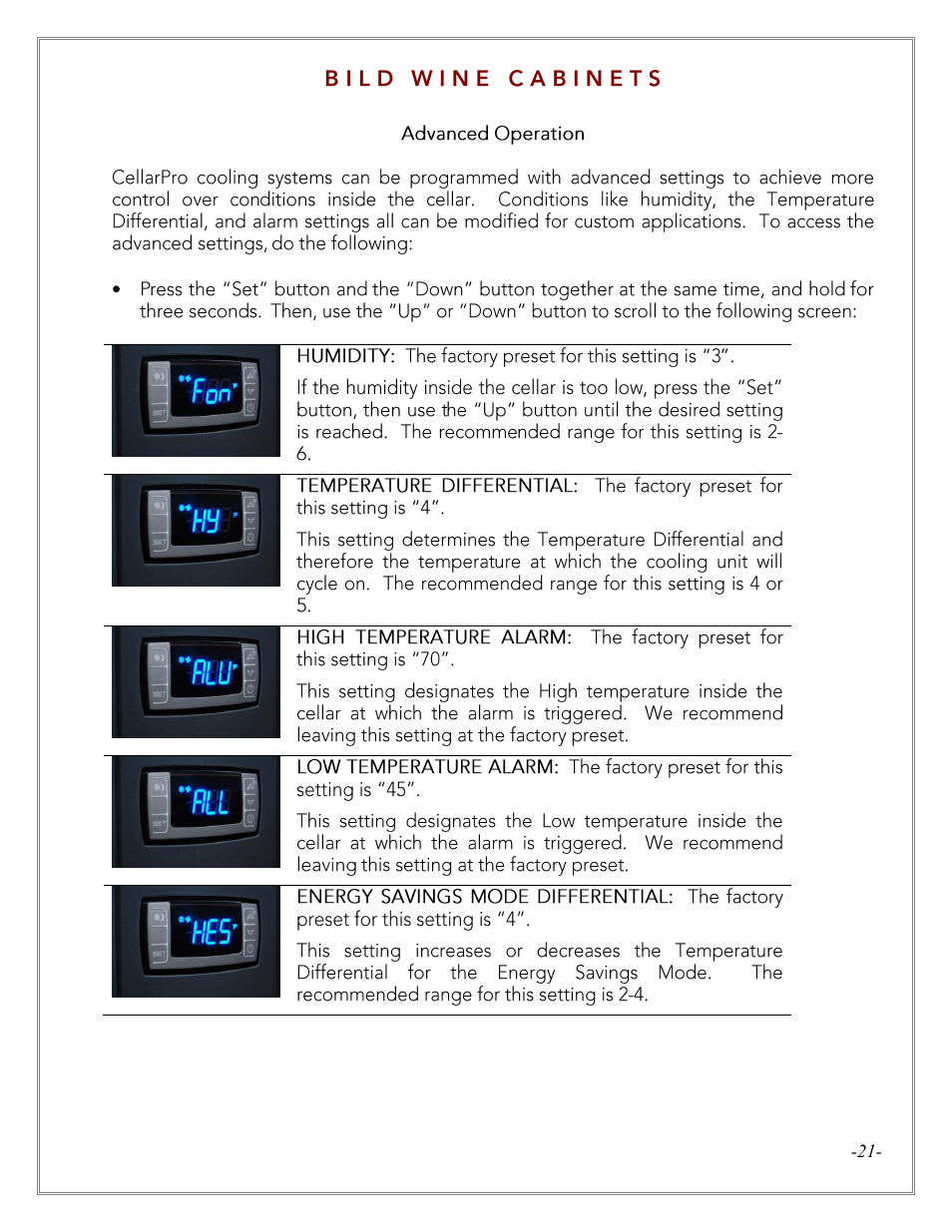 Vintage Cellars LECBILDDARK3000 User Manual | Page 21 / 30